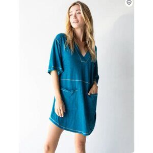 NWT Natural Life Charlie V-Neck Dress in Lyon Blue, Womens Medium